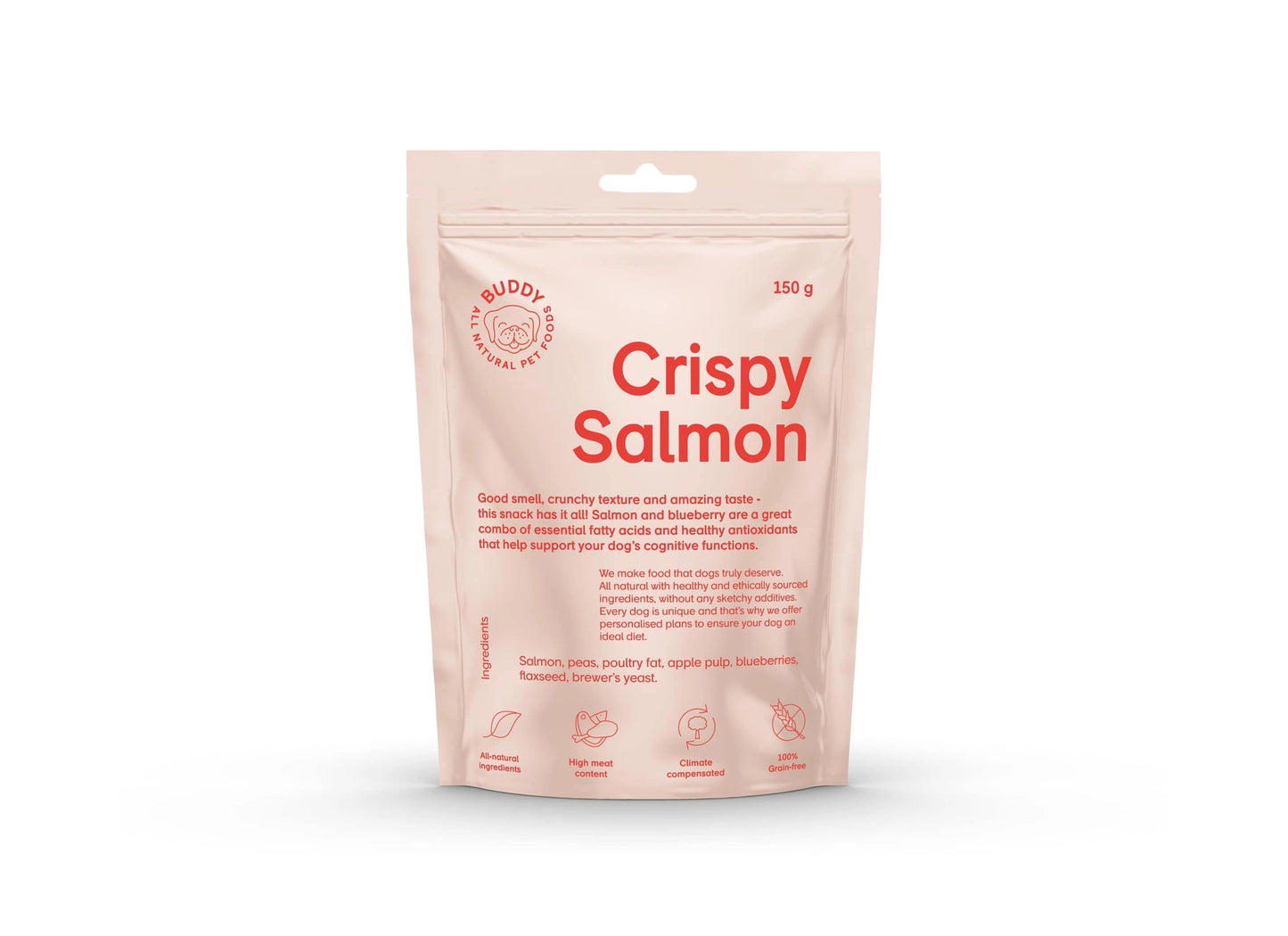 Buddy Crunchy Snack Laks med Blåbær 150 G