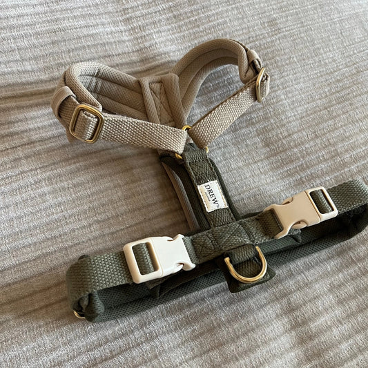 Olive Pro / Justerbar hundesele (Grøn/Beige)